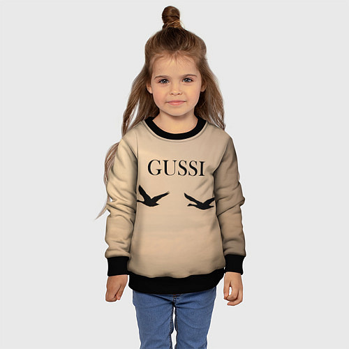 Детский свитшот Гуси в полете / 3D-Черный – фото 4
