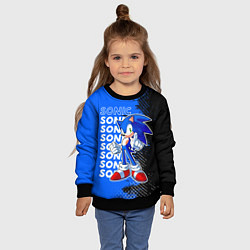 Свитшот детский Соник на синем фоне, цвет: 3D-черный — фото 2