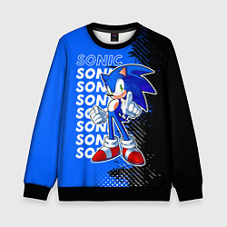 Свитшот детский Соник на синем фоне, цвет: 3D-черный