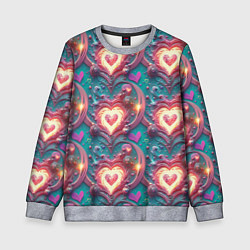 Свитшот детский Паттерн пылающие сердца, цвет: 3D-меланж