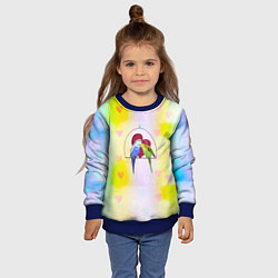 Свитшот детский Влюбленная пара волнистых попугайчиков, цвет: 3D-синий — фото 2