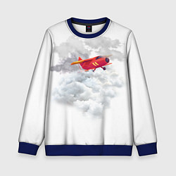 Свитшот детский Самолёт в облаках, цвет: 3D-синий