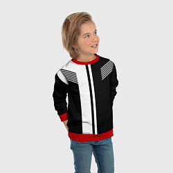 Свитшот детский Чёрные и белые полоски, цвет: 3D-красный — фото 2