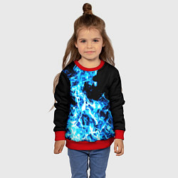 Свитшот детский Красивый неоновый синий огонь, цвет: 3D-красный — фото 2