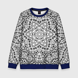 Свитшот детский Черно-белый орнамент мандала, цвет: 3D-синий