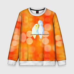 Свитшот детский Пара влюбленных попугаев, цвет: 3D-белый
