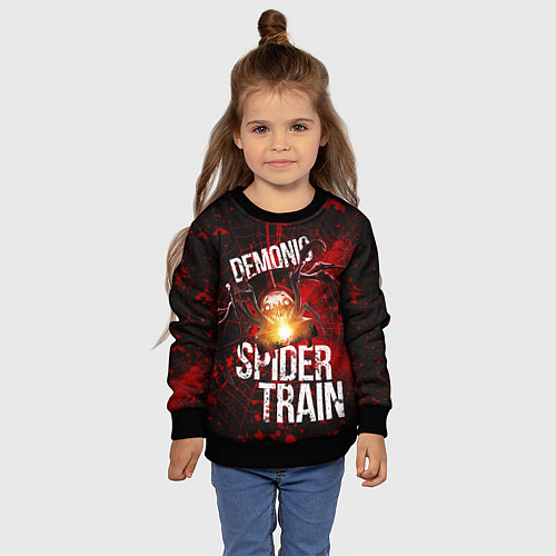 Детский свитшот Demonic spider-train / 3D-Черный – фото 4