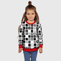 Свитшот детский Черно-белый узор мозаика, цвет: 3D-красный — фото 2