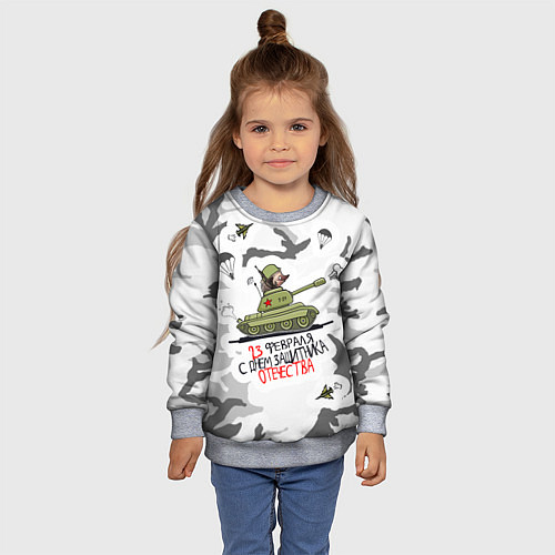 Детский свитшот Еж танкист 23 февраля / 3D-Меланж – фото 4