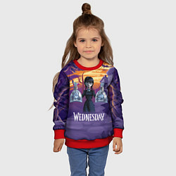 Свитшот детский Уэнсдэй с пираньями, цвет: 3D-красный — фото 2