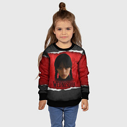 Свитшот детский Уэнсдэй красно-черный фон, цвет: 3D-черный — фото 2