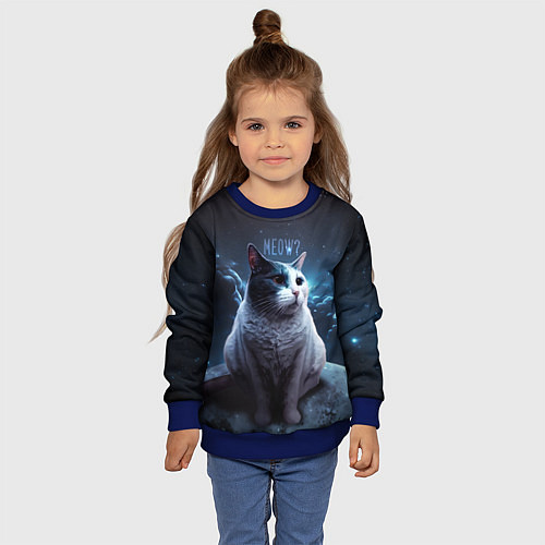 Детский свитшот Мемный кот в космосе / 3D-Синий – фото 4