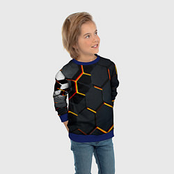 Свитшот детский Плиты стиль соты киберпанк, цвет: 3D-синий — фото 2
