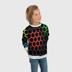 Свитшот детский Gradient hexagon genshin, цвет: 3D-белый — фото 2