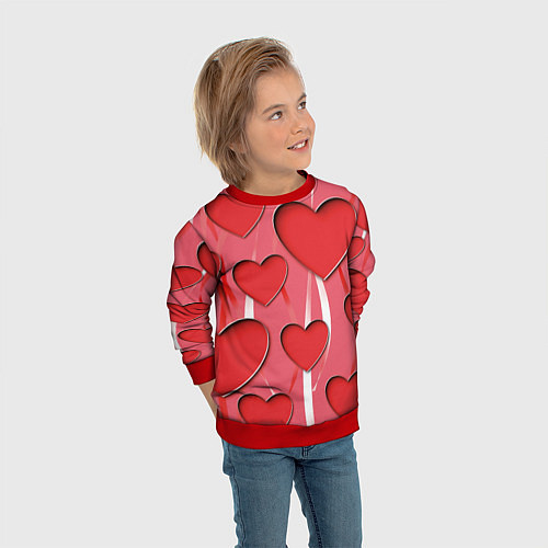 Детский свитшот Святой Валентин для твоих любимых / 3D-Красный – фото 3