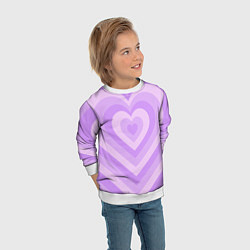 Свитшот детский Hearts purple, цвет: 3D-белый — фото 2
