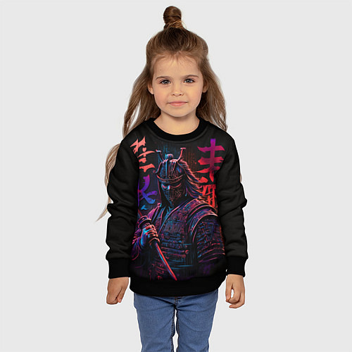 Детский свитшот Самурай неон / 3D-Черный – фото 4