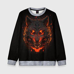 Свитшот детский Морда огненного волка, цвет: 3D-меланж