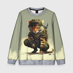Свитшот детский Милитари тигр, цвет: 3D-меланж