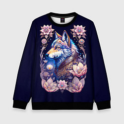 Свитшот детский Мистическая волчица, цвет: 3D-черный