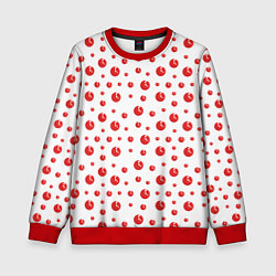 Свитшот детский Узор из красных шариков на белом фоне, цвет: 3D-красный