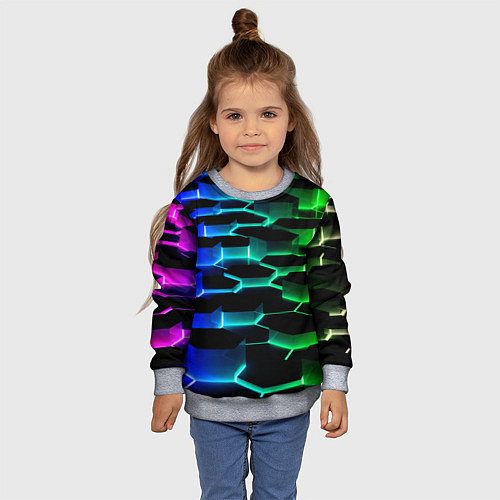 Детский свитшот Неоновый разлом световых плит / 3D-Меланж – фото 4