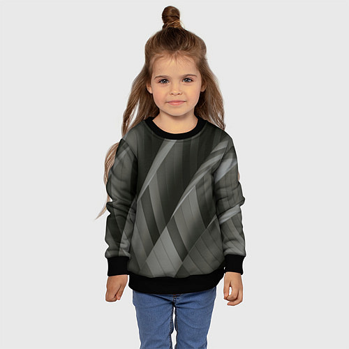Детский свитшот Абстрактные серые острые металлические листы / 3D-Черный – фото 4
