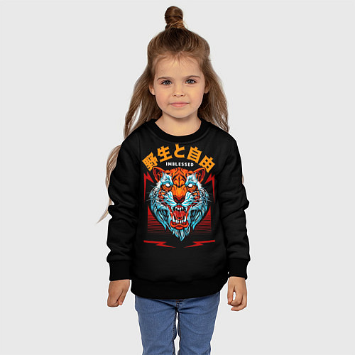 Детский свитшот Old tiger / 3D-Черный – фото 4