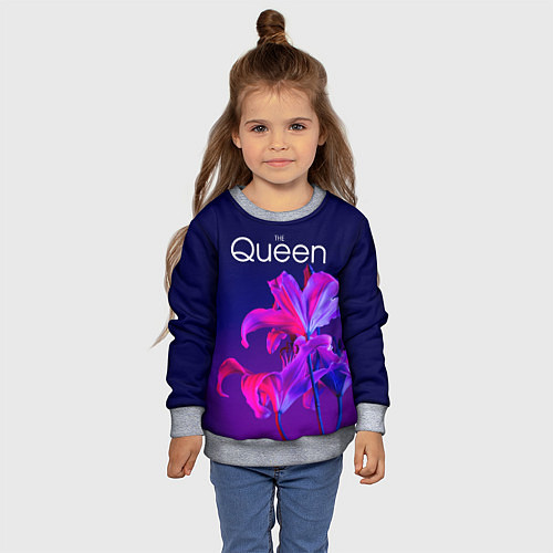 Детский свитшот The Queen Королева и цветы / 3D-Меланж – фото 4