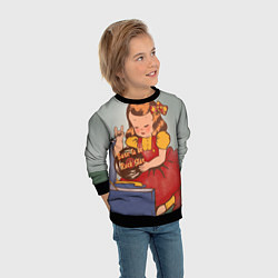 Свитшот детский Девочка с виниловой пластинкой - рождена быть звез, цвет: 3D-черный — фото 2