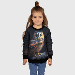 Свитшот детский Сова на ветке, портрет, цвет: 3D-черный — фото 2