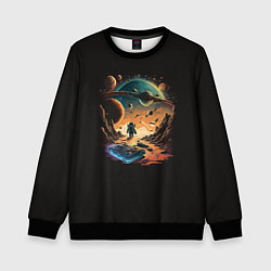 Свитшот детский Геймпад в космосе, цвет: 3D-черный