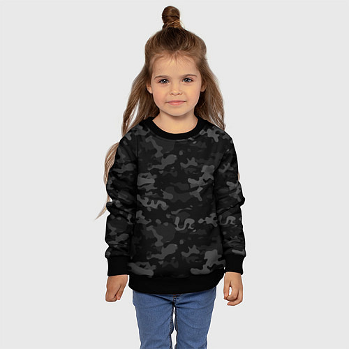 Детский свитшот Ночной камуфляж / 3D-Черный – фото 4