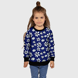 Свитшот детский Дудл ромашки на синем фоне - паттерн, цвет: 3D-черный — фото 2