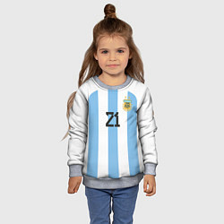 Свитшот детский Дибала форма сборной Аргентины домашняя, цвет: 3D-меланж — фото 2