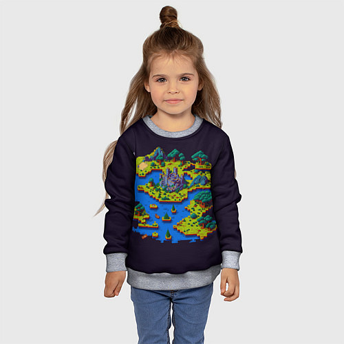 Детский свитшот Пиксельный остров и замок / 3D-Меланж – фото 4