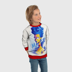 Свитшот детский Акварельная Мардж Симпсон, цвет: 3D-красный — фото 2