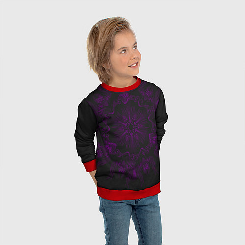 Детский свитшот Фиолетовый узор / 3D-Красный – фото 3