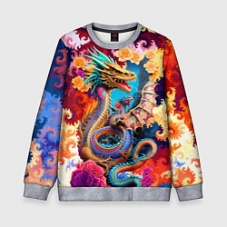 Свитшот детский Japan dragon - irezumi - tattoo - art, цвет: 3D-меланж