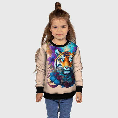 Детский свитшот Tiger tattoo - irezumi - art / 3D-Черный – фото 4
