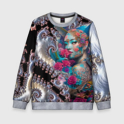 Свитшот детский Japanese beauty - irezumi, цвет: 3D-меланж