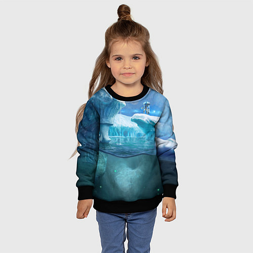 Детский свитшот Subnautica - КРАБ на леднике / 3D-Черный – фото 4