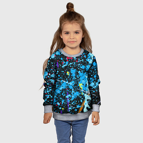 Детский свитшот Брызги краски на холсте / 3D-Меланж – фото 4