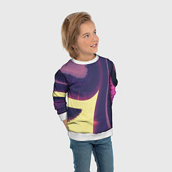 Свитшот детский Фиолетовые и жёлтые абстрактные волны, цвет: 3D-белый — фото 2
