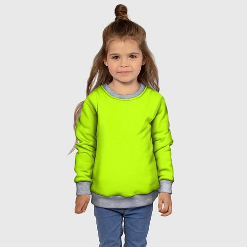 Детский свитшот Лайм цвет: однотонный лаймовый / 3D-Меланж – фото 4