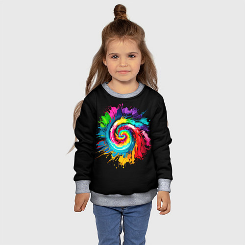 Детский свитшот Тай-дай разноцветная спираль / 3D-Меланж – фото 4
