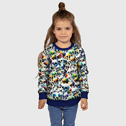 Свитшот детский Акварельные черепа, цвет: 3D-синий — фото 2