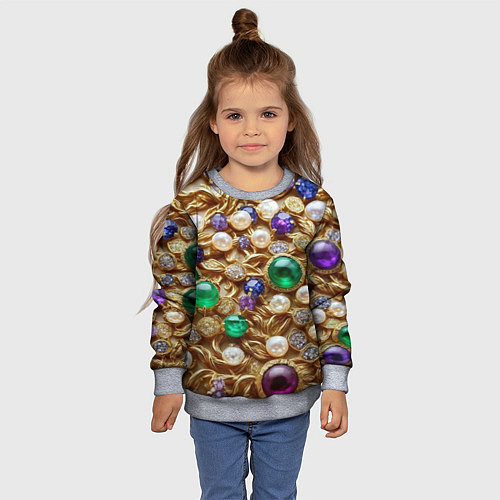 Детский свитшот Россыпь драгоценностей / 3D-Меланж – фото 4