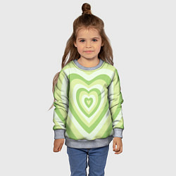 Свитшот детский Зеленые сердца - индикид паттерн, цвет: 3D-меланж — фото 2