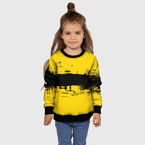 Детский свитшот Черно-желтая полоса Cyberpunk 2077 / 3D-Черный – фото 4